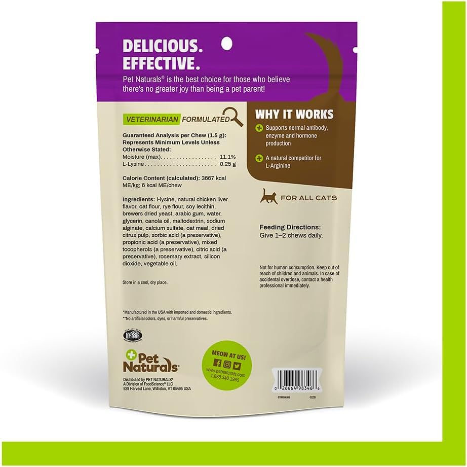 Pet Naturals of Vermont L-Lysine Fun-Shaped Chews for Cats