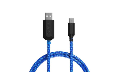 TAMO, TA-CHMUSB-B, Charging Micro USB Cable Charge n' Glow Light Up, 3', Blue