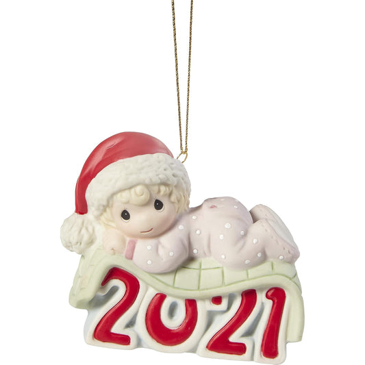 Precious Moments 211005 - Adorno de Porcelana para niña con Fecha 2021