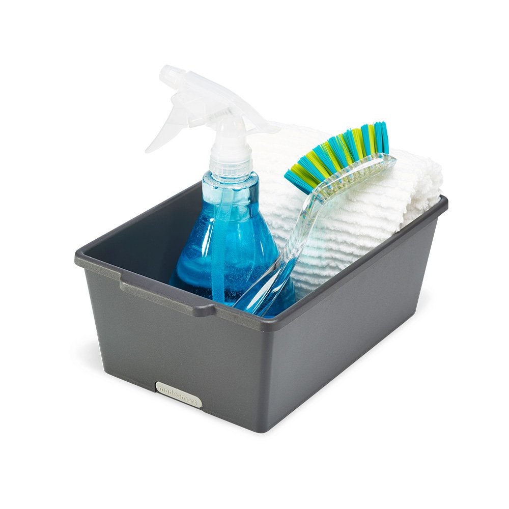 Madesmart Classic Collection - cubeta profundo pequeño sin BPA para soluciones de almacenamiento de alta resistencia con pies de goma antideslizantes, 11 x 17 pulgadas, granito