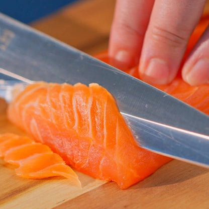 TRAMONTINA - Cuchillo Yanagiba Sushi, con Lámina de Acero Inoxidable, Mango de Policarbonato Reforzado con Fibra de Vidrio, Cubierto para Cortes Precisos, Filo Especial y Resistente, Tamaño d9"