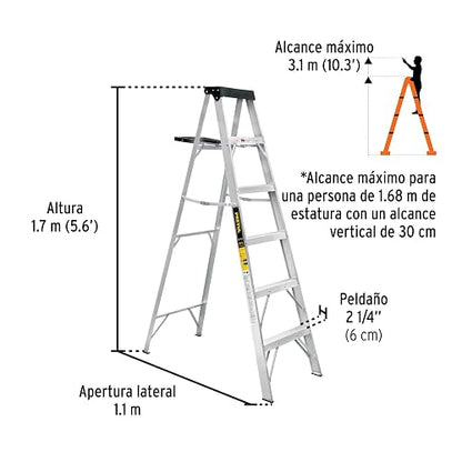 Pretul EST-35P, Escalera de Tijera Tipo III 5 escalones y Bandeja