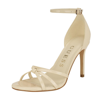 GUESS Sandalia de Tacón para Mujer con Correa de Tobillo - 24.0 cm - Marfil Patent 150