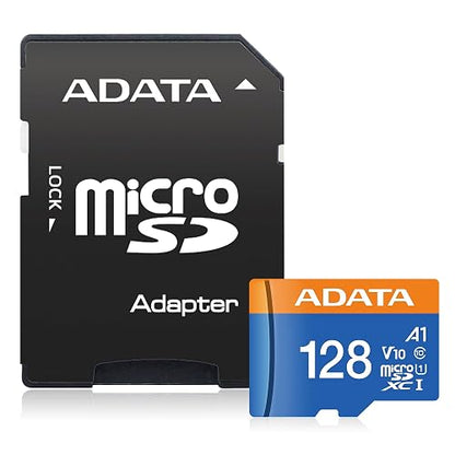 ADATA 128 GB Tarjeta de Memoria Micro SDXC con Adaptador Color Negro con Azul A1 (Clase 10)