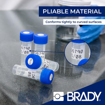 Brady Authentic (M4-11-499) Etiquetas adhesivas agresivas de nailon multiusos 0.5 pulgadas de alto x 0.75 pulgadas de ancho, negro sobre blanco, 220 etiquetas