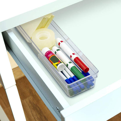 Glad - Bandeja de almacenamiento para cajones de plástico – muy resistente organizador para el hogar, cocina, baño, recámara, oficina, Transparente, 9.5x3, 1