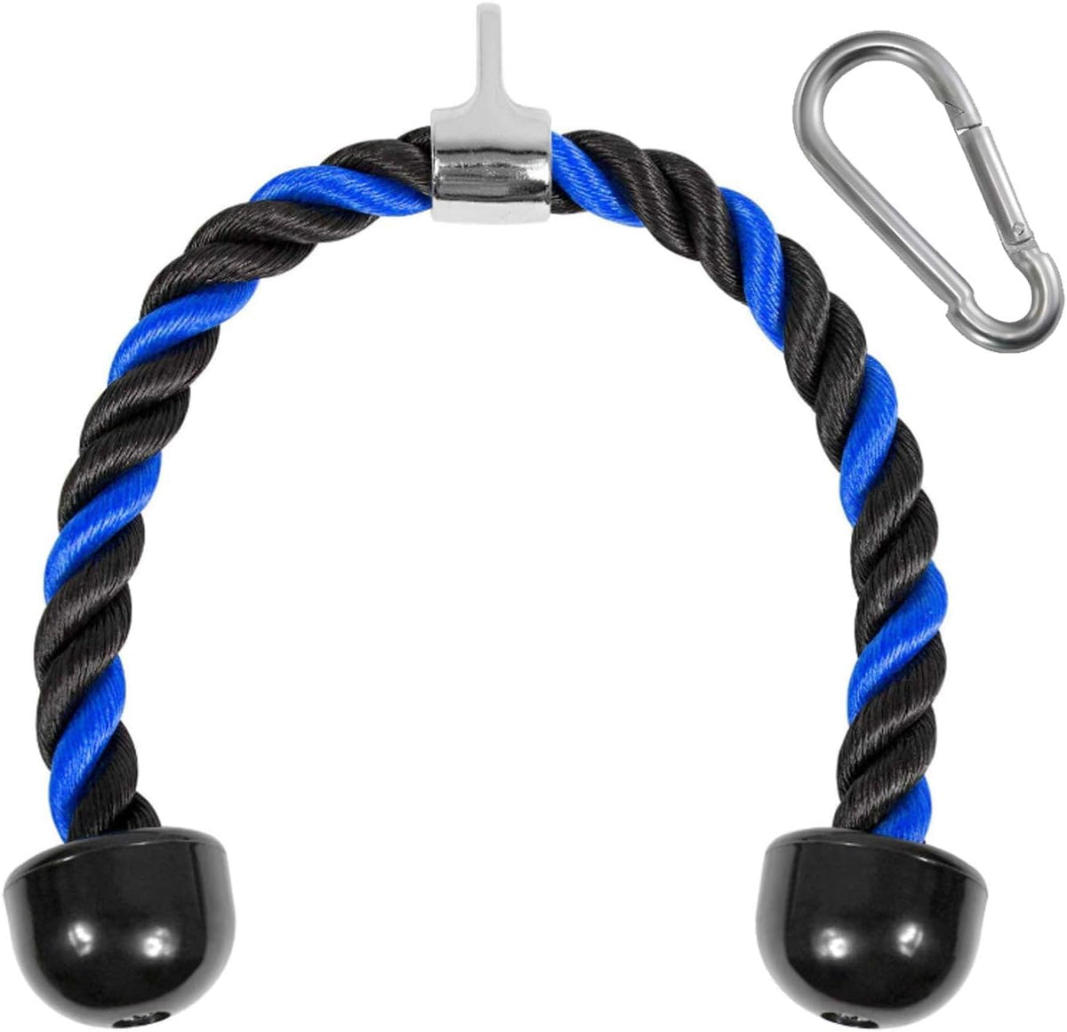 Yes4All Cuerda para Tríceps con Mosquetón, 27" y 36" - 27 pulgadas - Azul Negro