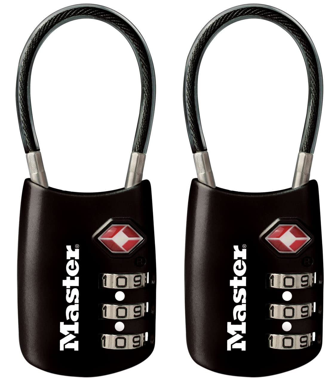 Master Lock Candado, configura tu propia combinación de cerraduras TSA para equipaje, cerradura de cierre de viaje con grillete de cable es de 1-3/16 pulgadas Los colores pueden variar, 4688T, 2