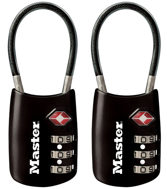 Master Lock Candado, configura tu propia combinación de cerraduras TSA para equipaje, cerradura de cierre de viaje con grillete de cable es de 1-3/16 pulgadas Los colores pueden variar, 4688T, 2