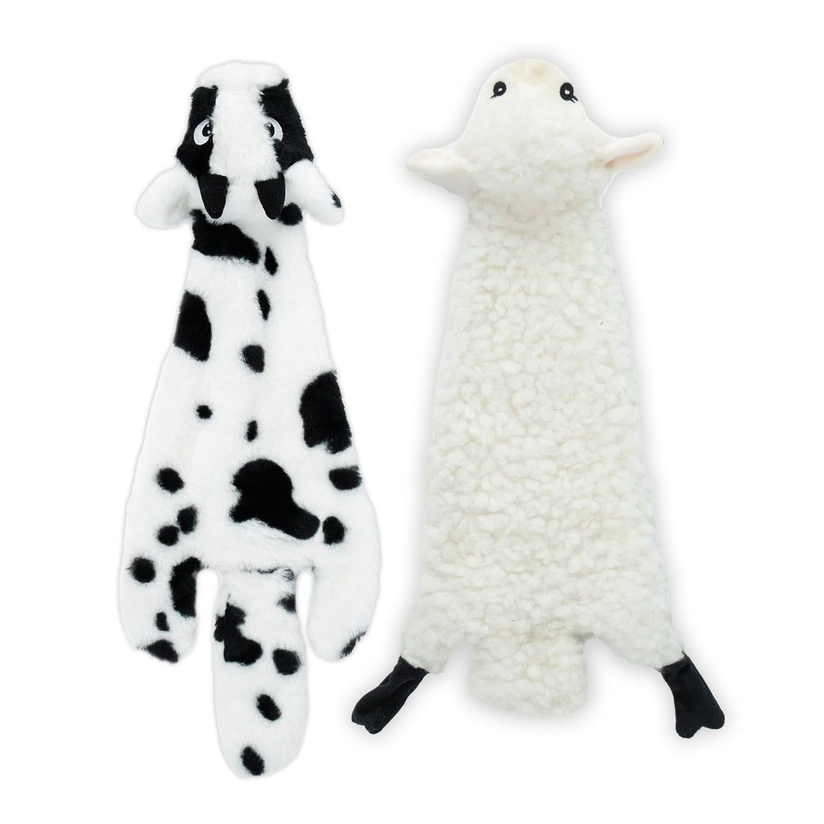 Best Pet Supplies Juguete de Piel Sin Relleno 2 en 1 para Perro - Ovejas y vacas - Large
