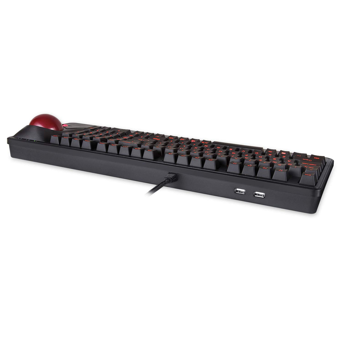 Perixx Periboard-322 Teclado mecánico con Cable con 2 hubs, Trackball Grande de 2.17 Pulgadas, diseño retroiluminado RGB, diseño de inglés Estadounidense (PB-322BUS-11577)