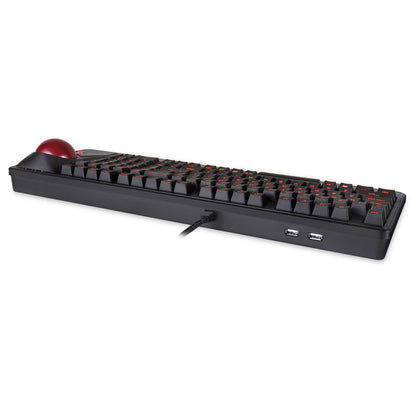 Perixx Periboard-322 Teclado mecánico con Cable con 2 hubs, Trackball Grande de 2.17 Pulgadas, diseño retroiluminado RGB, diseño de inglés Estadounidense (PB-322BUS-11577)