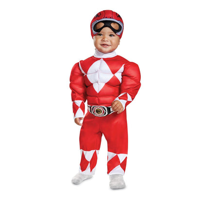 Disfraz de Red Ranger para niños pequeños, rojo, mediano/(3T-4T)