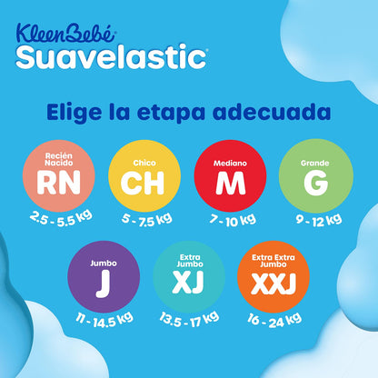 KleenBebé Suavelastic Pañal Desechable para Bebé, Talla Chico Unisex, Paquete con 40 Piezas, Ideal para Bebés de 5 a 7.5 kg