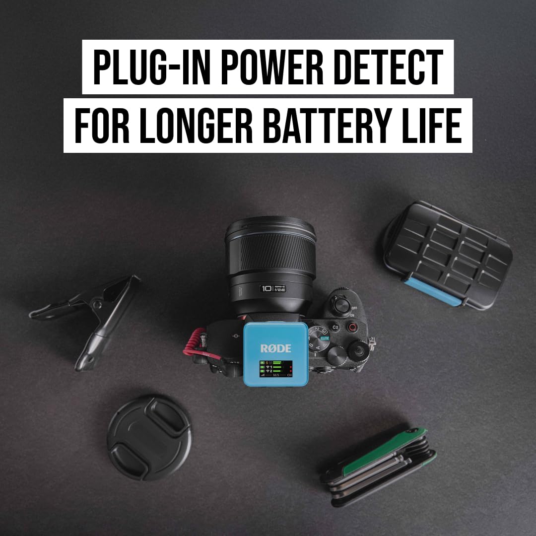 RØDE Wireless GO (Gen 3) – Micrófono inalámbrico compacto – Audio prístino, grabación en 32 bits de punto flotante, control automático de nivel, para teléfonos, cámaras y computadoras (Azul)