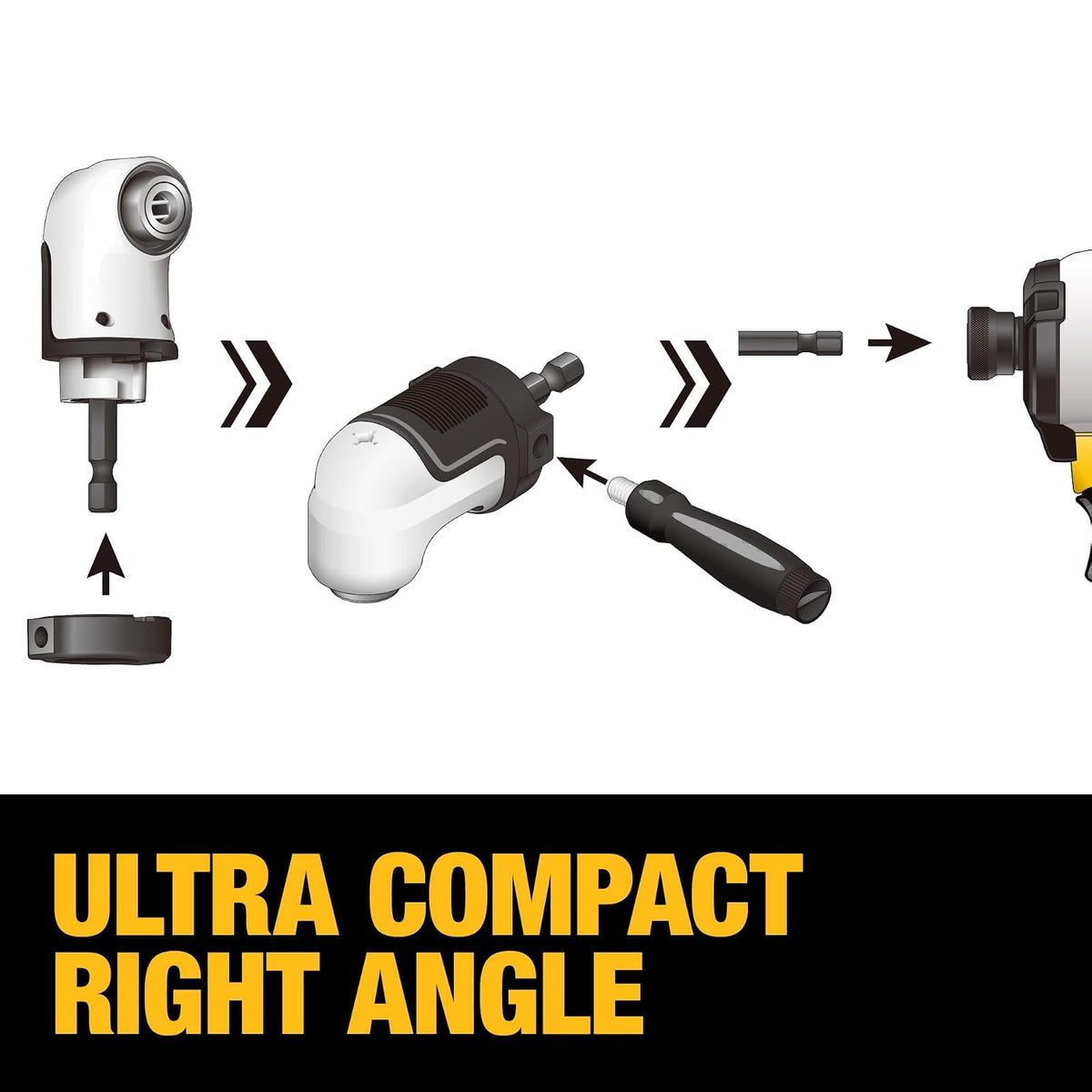 DEWALT Adaptador de taladro de ángulo recto, FlexTorq, sistema 4 en 1, eje flexible compacto, recto, 30 cm (DWAMRASETFT)
