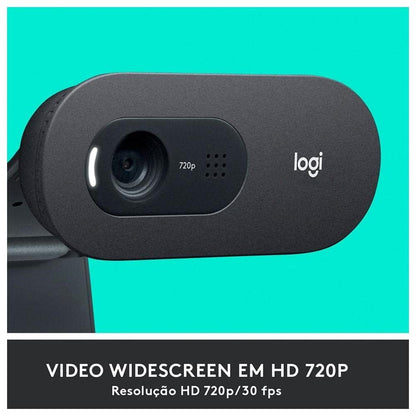 Logitech Camara Web C505 HD 720p 30 fps, Microfono hasta 3 Metros de Alcance, Cable de 2m