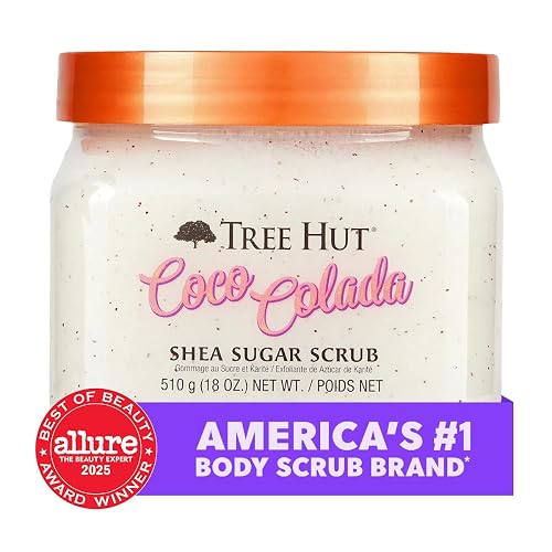 TREE HUT, Coco Colada Shea Sugar Scrub, Exfoliante Corporal de Azúcar Natural con Manteca de Karité y Esencia de Coco y Piña, Exfolia e Hidrata la Piel, 510 gramos