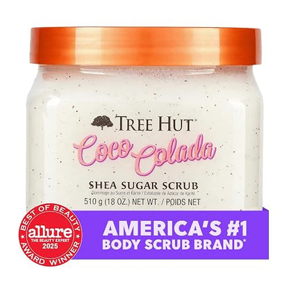 TREE HUT, Coco Colada Shea Sugar Scrub, Exfoliante Corporal de Azúcar Natural con Manteca de Karité y Esencia de Coco y Piña, Exfolia e Hidrata la Piel, 510 gramos