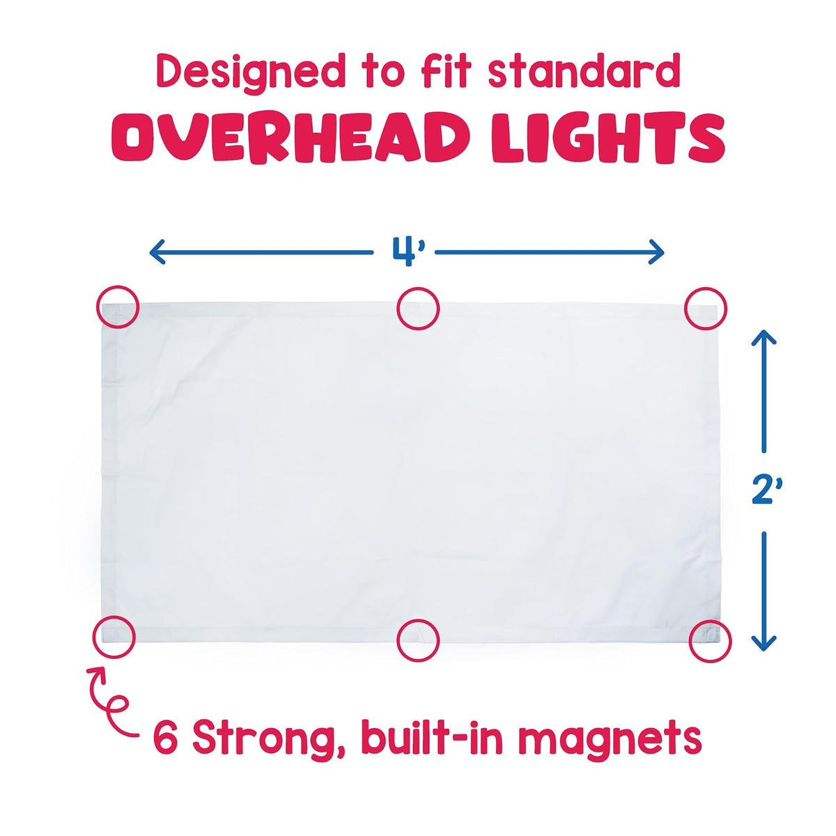 Educational Insights Fluorescent Light Covers en blanco. Paquete de 4. Reduce el brillo y el parpadeo. Fácil instalación para oficinas, hospitales, el hogar y los salones de clase.