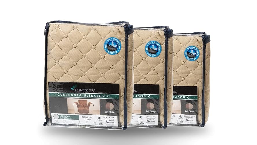 Condecora Cubre Sala, Funda Doblevista para Sillón y Sofá — Protector Forro Individual, Cubierta Reversible, Impermeable, Decorativa, Lavable, Resistente y Suave para Hogar e Interior, Café y Beige