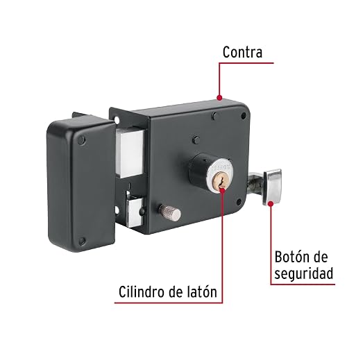 Hermex CS-756I, Cerradura Sobreponer Izq Instala-fácil Tradicional Color Negro