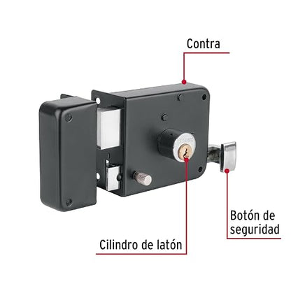 Hermex CS-756I, Cerradura Sobreponer Izq Instala-fácil Tradicional Color Negro