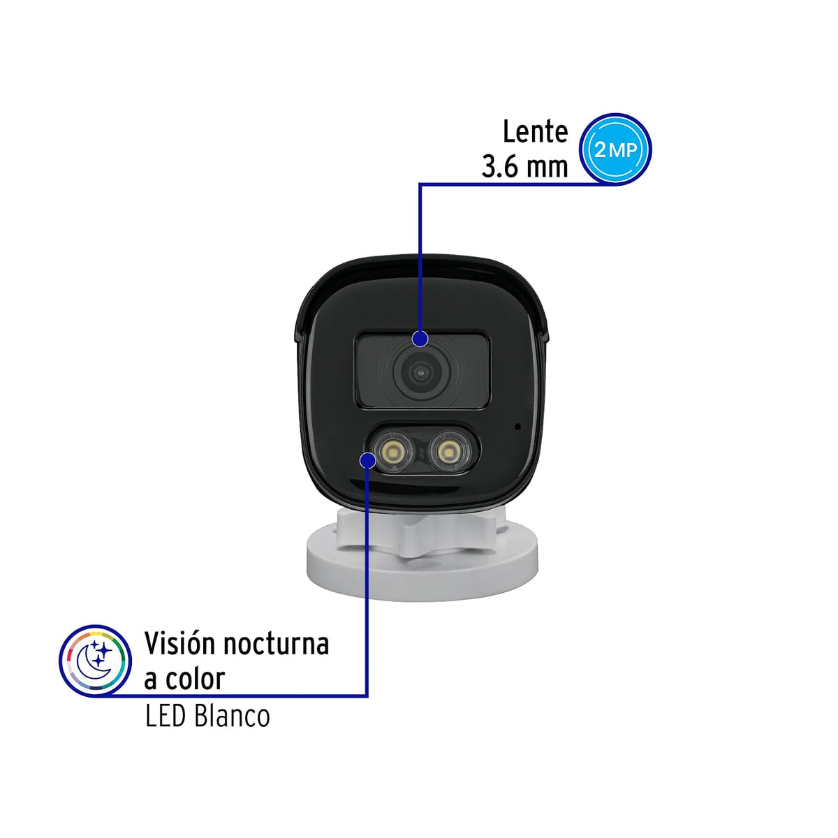 Volteck CTV-22A, Cámara Tipo Bala 2MP Lente 3.6mm visión Nocturna a Todo Color