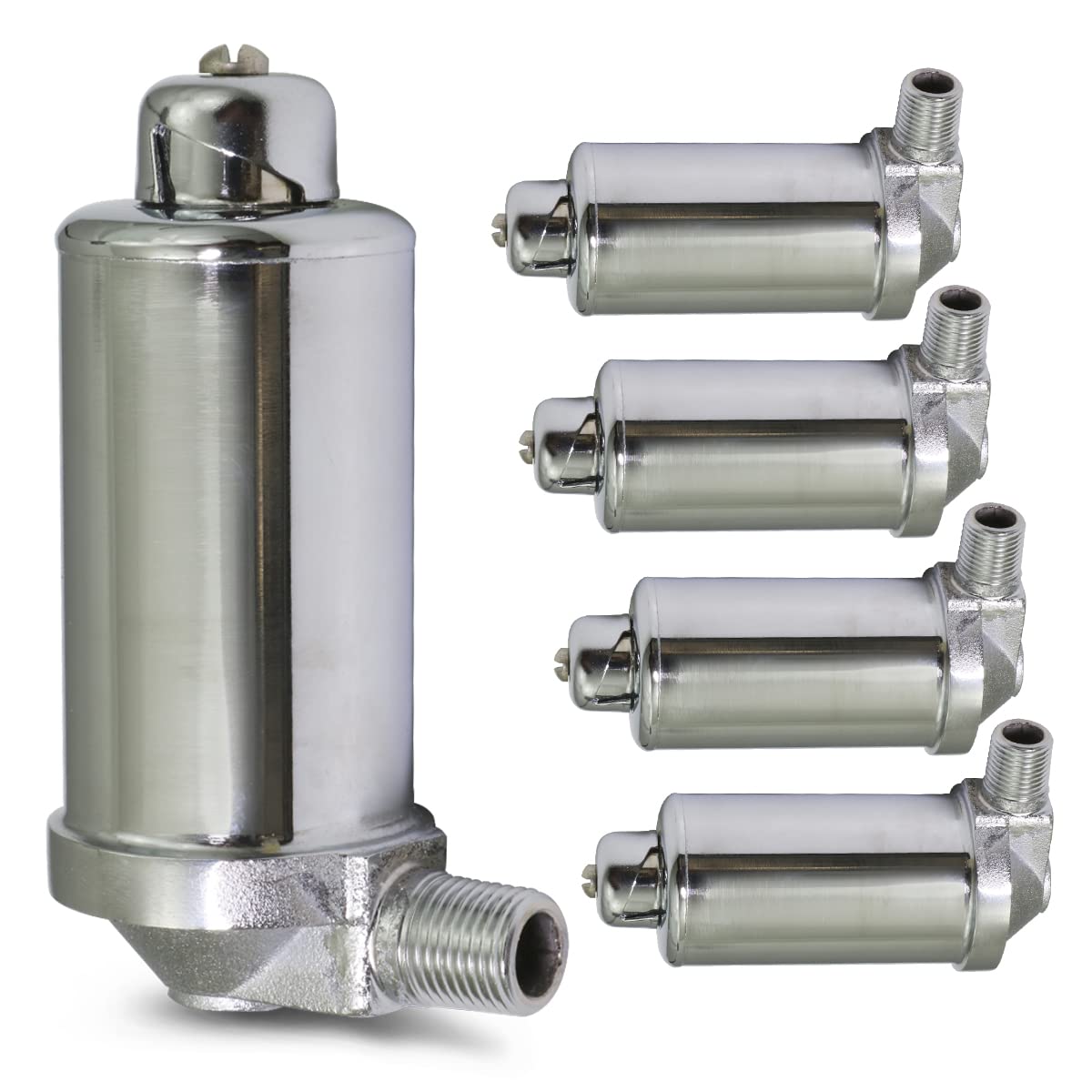 Midline Valve 6J3I5-5 - Ventilación de aire para radiador de vapor, válvula reguladora de calor, montaje en ángulo ajustable, 1/8 pulgadas, MIP, acero chapado en cromo (paquete de 5)