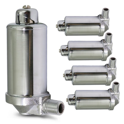 Midline Valve 6J3I5-5 - Ventilación de aire para radiador de vapor, válvula reguladora de calor, montaje en ángulo ajustable, 1/8 pulgadas, MIP, acero chapado en cromo (paquete de 5)