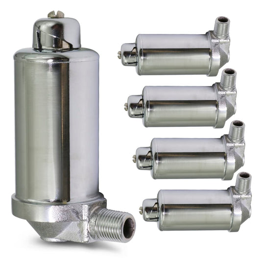 Midline Valve 6J3I5-5 - Ventilación de aire para radiador de vapor, válvula reguladora de calor, montaje en ángulo ajustable, 1/8 pulgadas, MIP, acero chapado en cromo (paquete de 5)