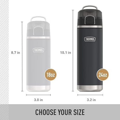 THERMOS, ICON SERIES BY THERMOS - Botella de agua de acero inoxidable con boquilla de 24 onzas, sillín