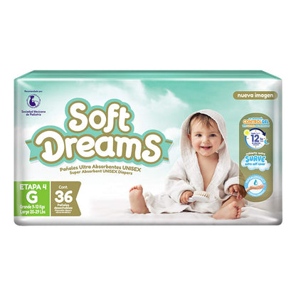 Soft Dreams Pañales Para Bebé Etapa 4 Talla G 36 Piezas