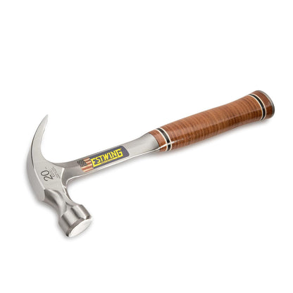 Estwing E20C Claw Hammer, Leather Grip Hammer, Smooth Face, 20-Ounce, 12.5-Inch