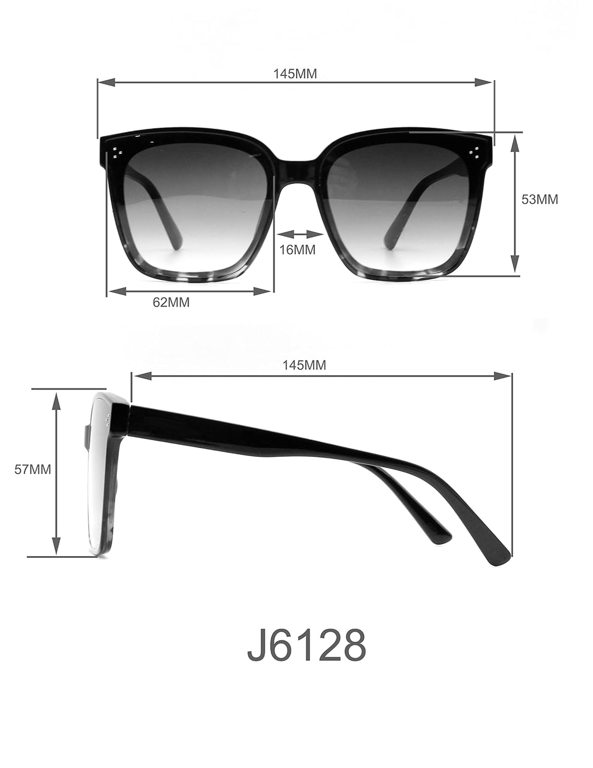 Jessica Simpson J6128 - anteojos de sol cuadradas retro para mujer con protección Uv400. Glam Gifts for Her, 62 mm