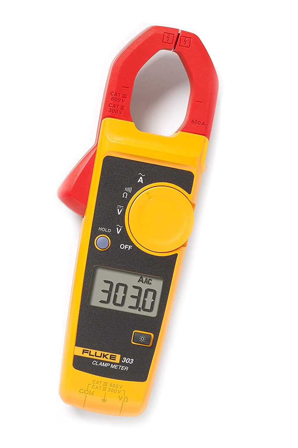 Fluke Multimetro de Gancho 303 Pofesional 600 A CA Compacta Precisa Segura, CAT III 600 V (Valor Medio)