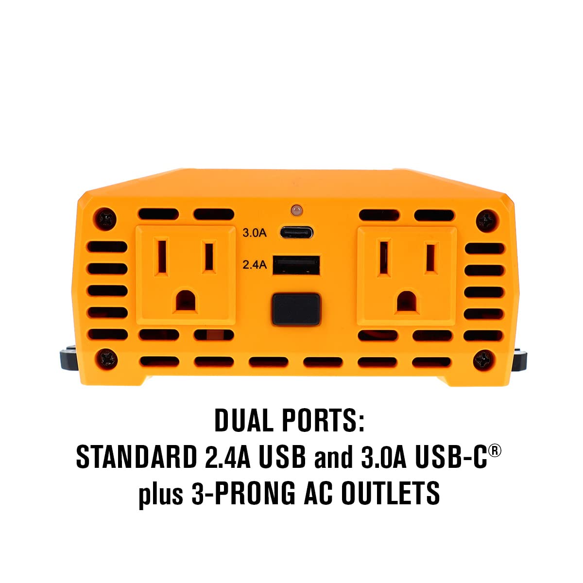 PowerDrive PWD400 - Inversor de Corriente de 400 W, 12 V CC a 110 V CA con 2 tomacorrientes y 2 Puertos