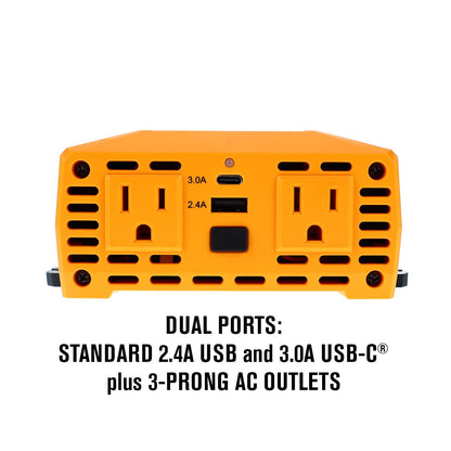 PowerDrive PWD400 - Inversor de Corriente de 400 W, 12 V CC a 110 V CA con 2 tomacorrientes y 2 Puertos
