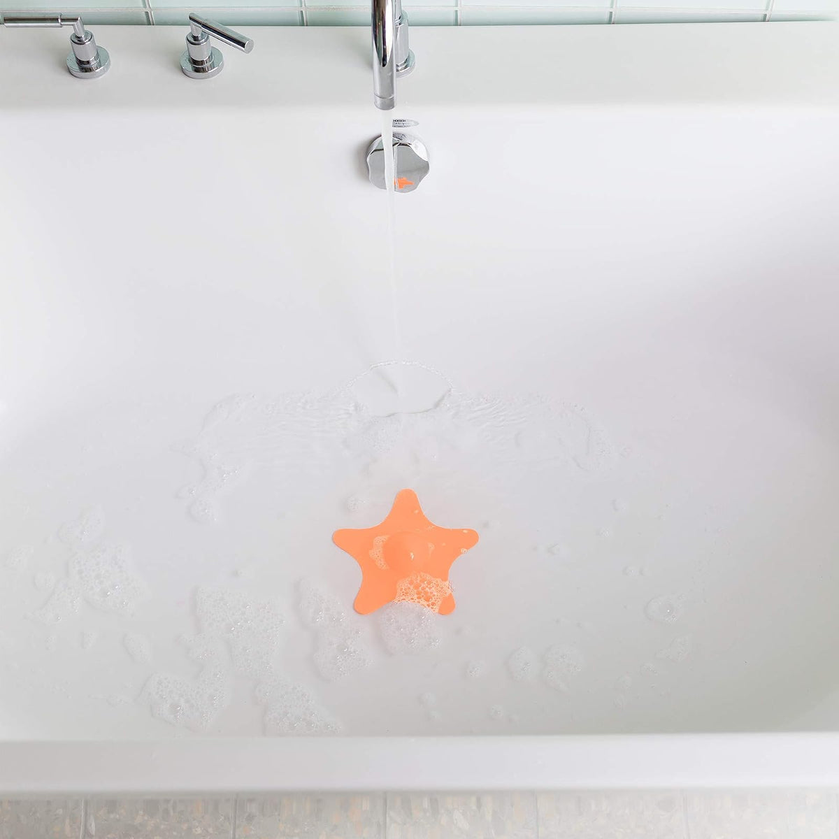 Boon Star - Funda de drenaje para tina y fregadero para niños pequeños, forma de estrella de mar, tapón de baño fácil de limpiar, esencial para el baño del bebé