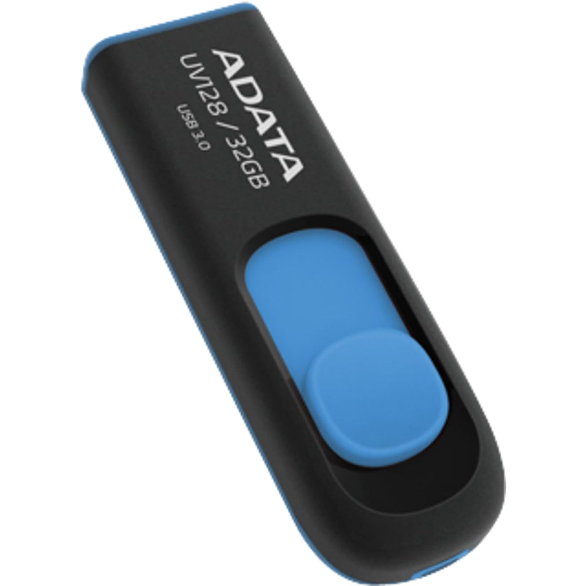 ADATA 32 GB Memoria Flash USB 3.0 Deslizable Color Negro con Azul (Modelo UV128)