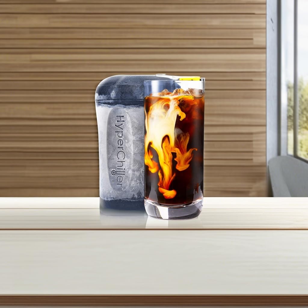 HyperChiller HC2CB - Enfriador patentado para café helado/bebidas, nuevo, mejorado, más fuerte y más duradero Listo en un minuto, reutilizable para té helado, vino, licores, alcohol, jugo, 12 onzas,