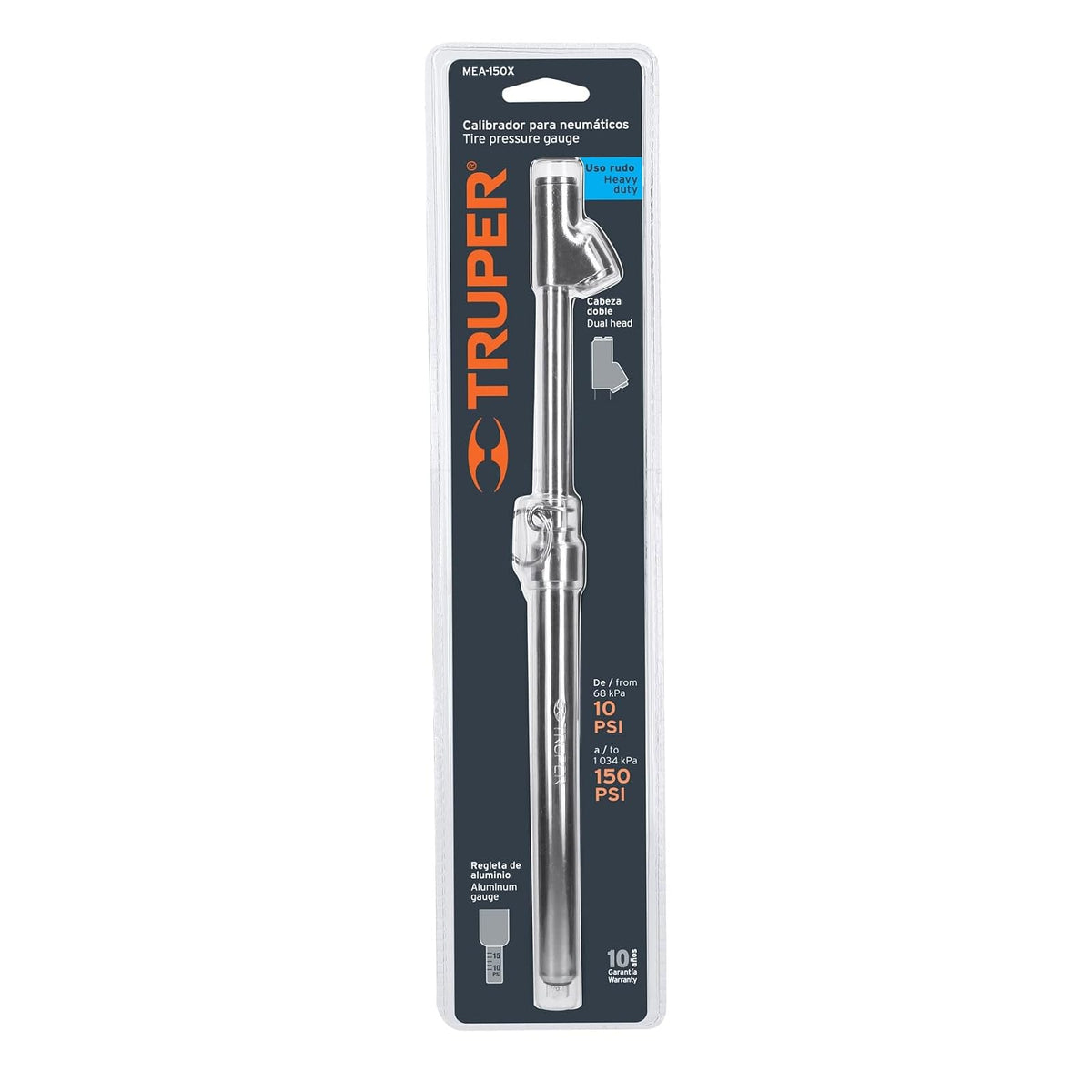 Truper MEA-150X, Medidor de aire, 150 lbs, cabeza doble