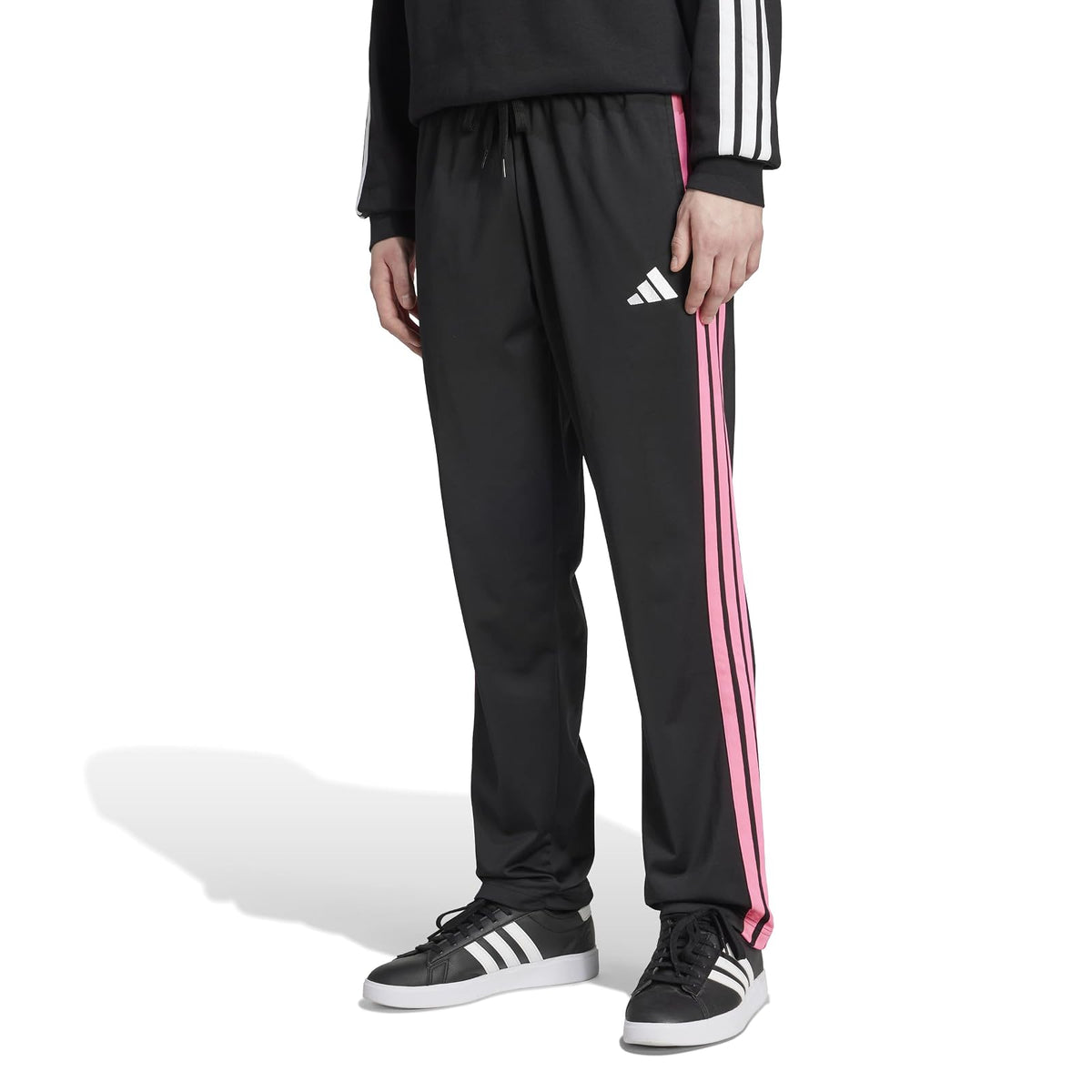 adidas 3-Stripes Tricot Opem Hem Track Pants Pantalones deportivosHombre - G Alto - Negro - Rosa Lucid