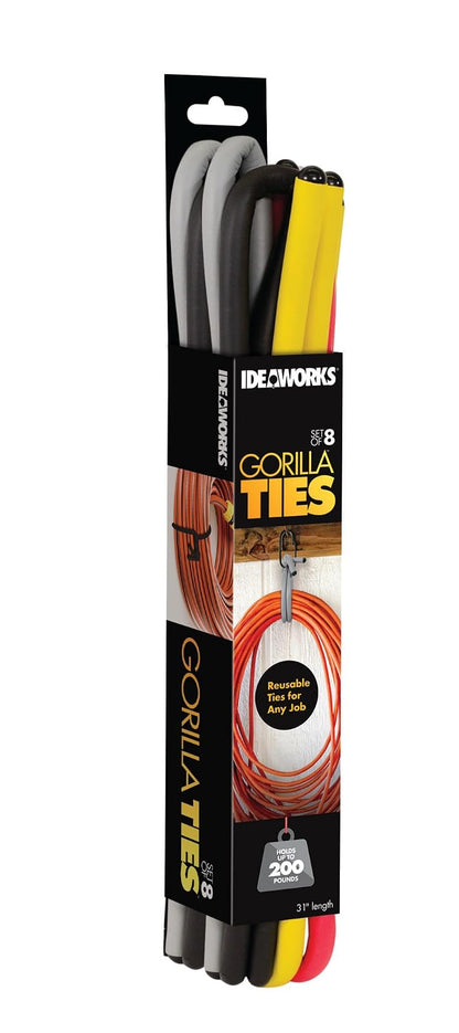 Gorilla Ties - Lazos reutilizables de 31 pulgadas, capacidad para 200 libras, juego de 8