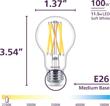Philips Bombillas LED A19 de 40 W de 40 W Ultra Definition Blanca Suave (2700 K), 450 lúmenes (5 W = 40 W) regulables sin parpadeo esmerilado