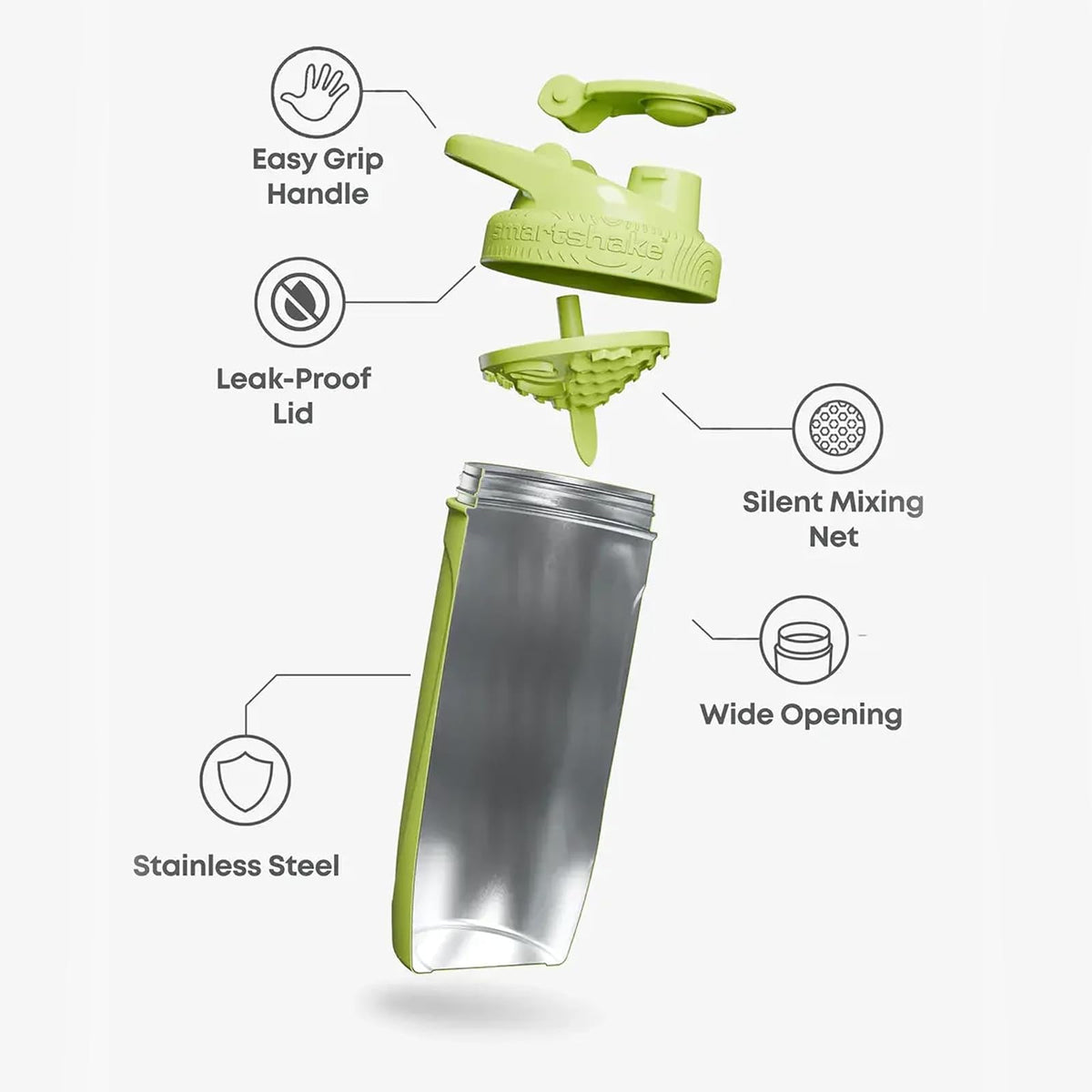 Smartshake Reforce TMNT Shaker Acero Inoxidable 900 ml – Edición Teenage Mutant Ninja Turtles, Antiderrames, Libre de BPA y DEHP, Mezcla Silenciosa, Botella Mezcladora Fitness