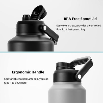 BJPKPK Botella de agua aislada de un galón (128 onzas), apta para lavaplatos, termo de acero inoxidable, sin BPA, con mango ergonómico y parte inferior antideslizante, botella de agua grande, azul