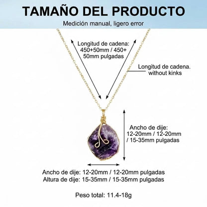XYPHIELLE Collar de Amatista Púrpura Natural para Mujer, Dije de Cristal Espiritual Envuelto en Alambre, Joyería de Sanación y Estilo Boho, Regalo de Calma