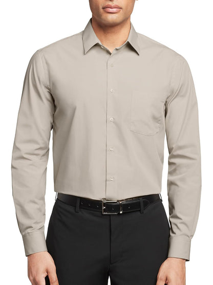 Van Heusen Camisa de Vestir Manga Larga para Hombre, Ajuste Regular - Piedra - 18cm Cuello 32cm-33cm Manga