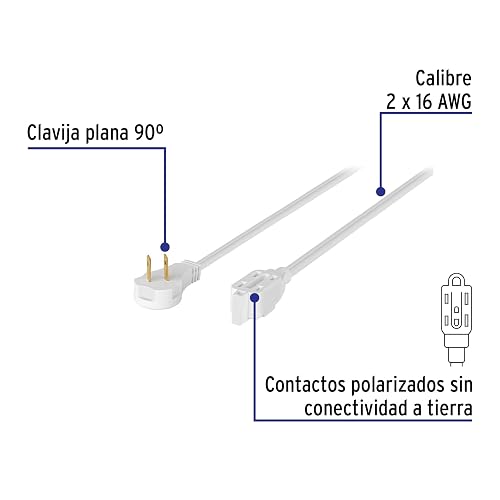 Volteck ED-8B, Extensión eléctrica doméstica, 8 m, blanca